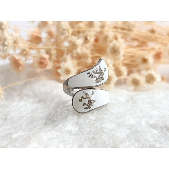 White Guilloche Wrap Siam Thai 925 Sterling Silver Vintage Ring - sz 5.25 - Picture 11 of 14